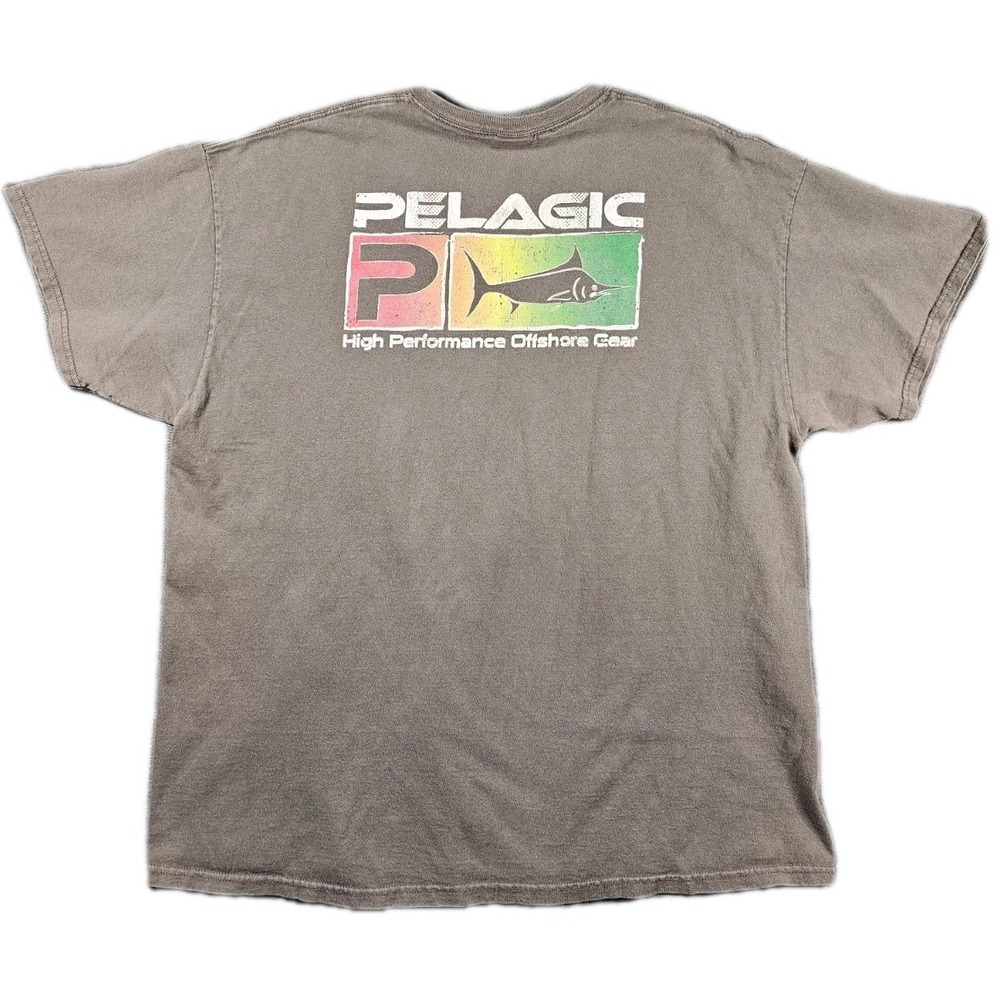 Pelagic‎ Offshore Fishing T Shirt Mens 2XL Brown Logo Graphic Cotton